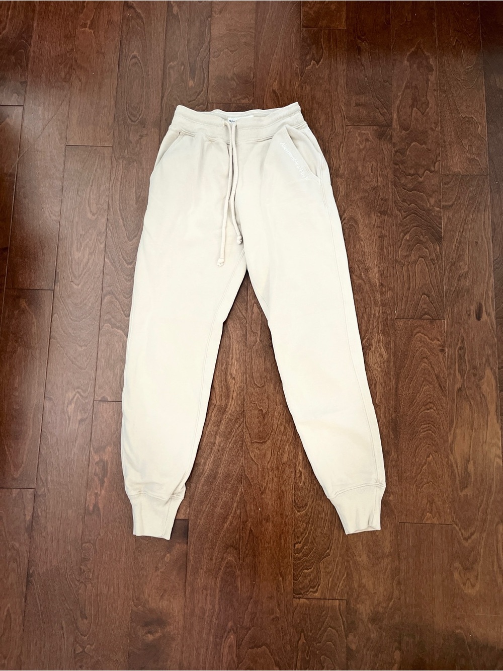 Abercrombie & Fitch Cream Drawstring Waist Sweatpants